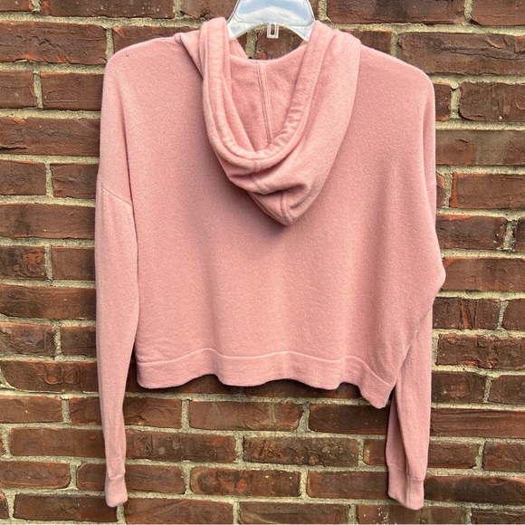 ME+EM Women’s Cashmere Crop Hoodie Sweater Blush Pink Sz M Quiet Luxury Capsule - Picture 6 of 9